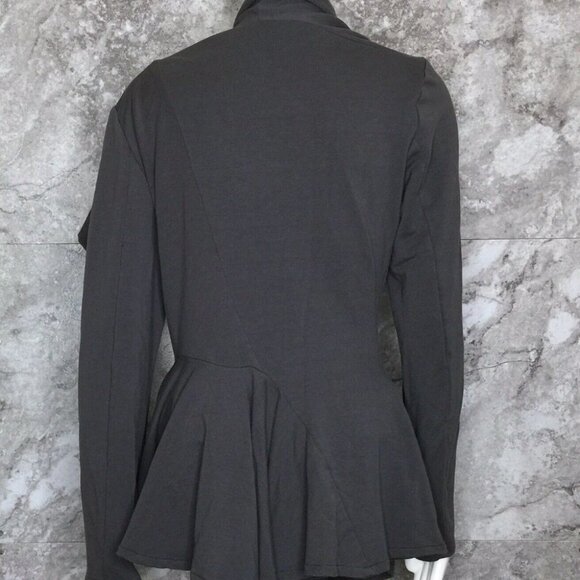 Gray Long Sleeve Zip Up Wrap Sweater Size Medium - Picture 2 of 8